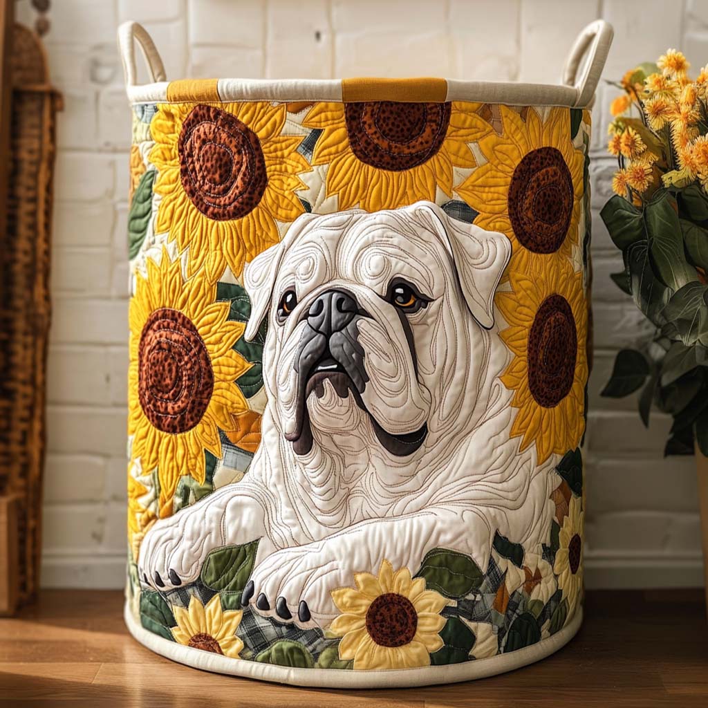 Sunflower Bulldog Dream Quilted Laundry Basket Spacious Quilted Laundry Organizer for Everyday Living
