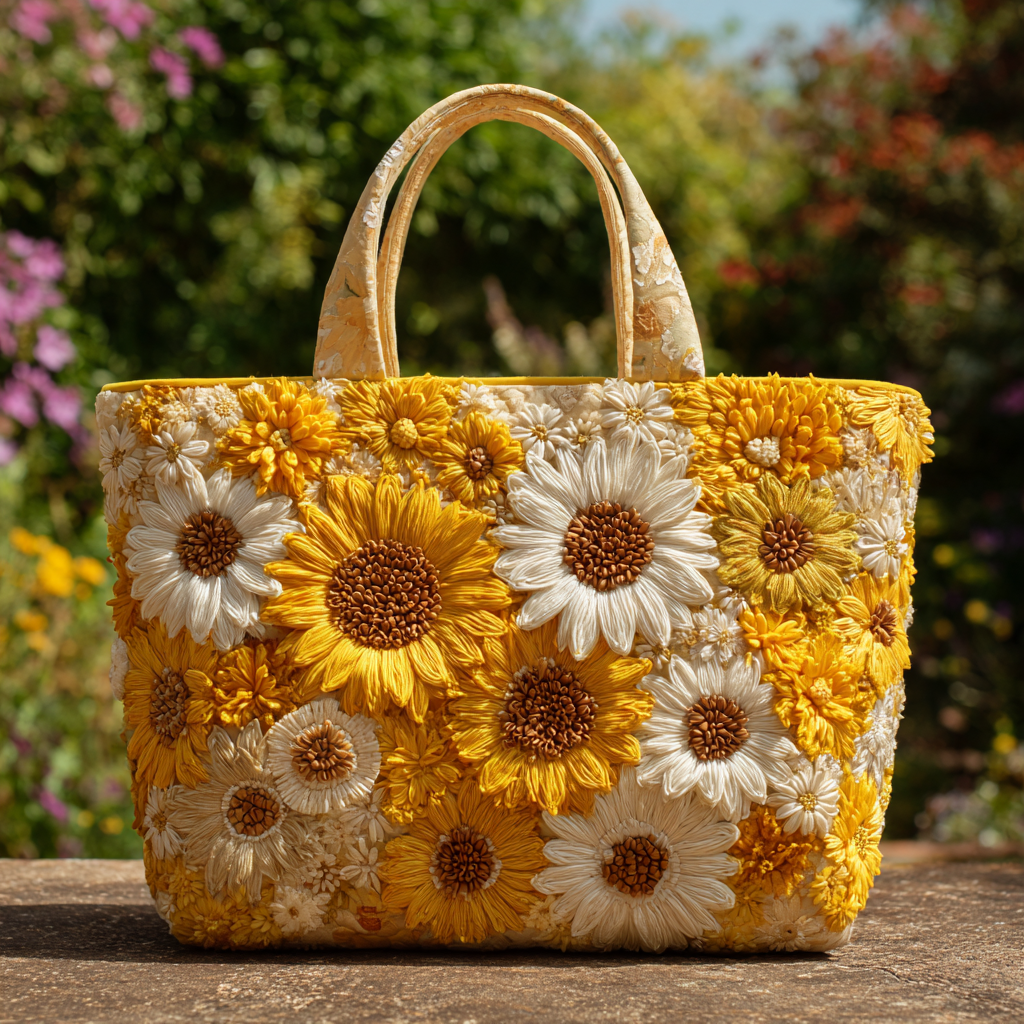 Sunflower Burst Quilted Tote Bag Sunflower Gifts For Her