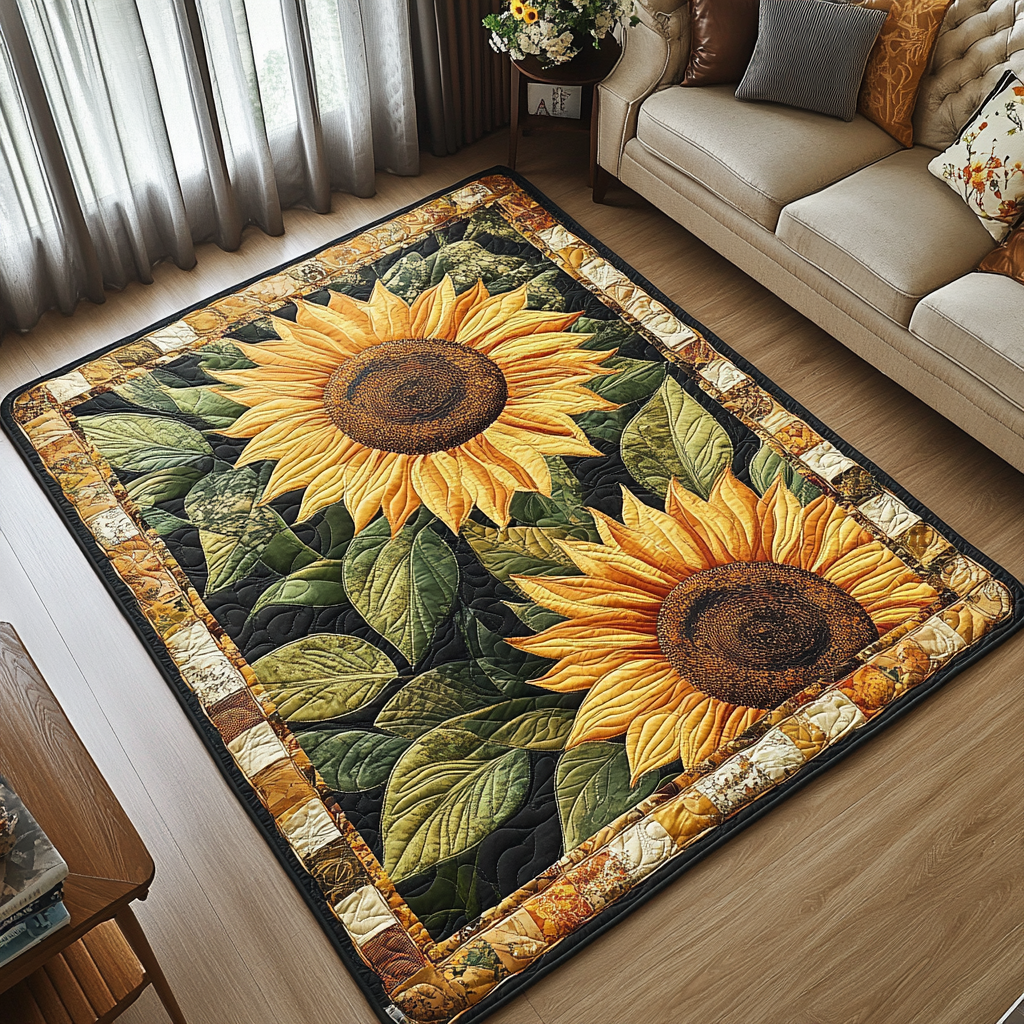 Sunflower Charm Area Rug Entryway Decor Sunflower Items For Gifts