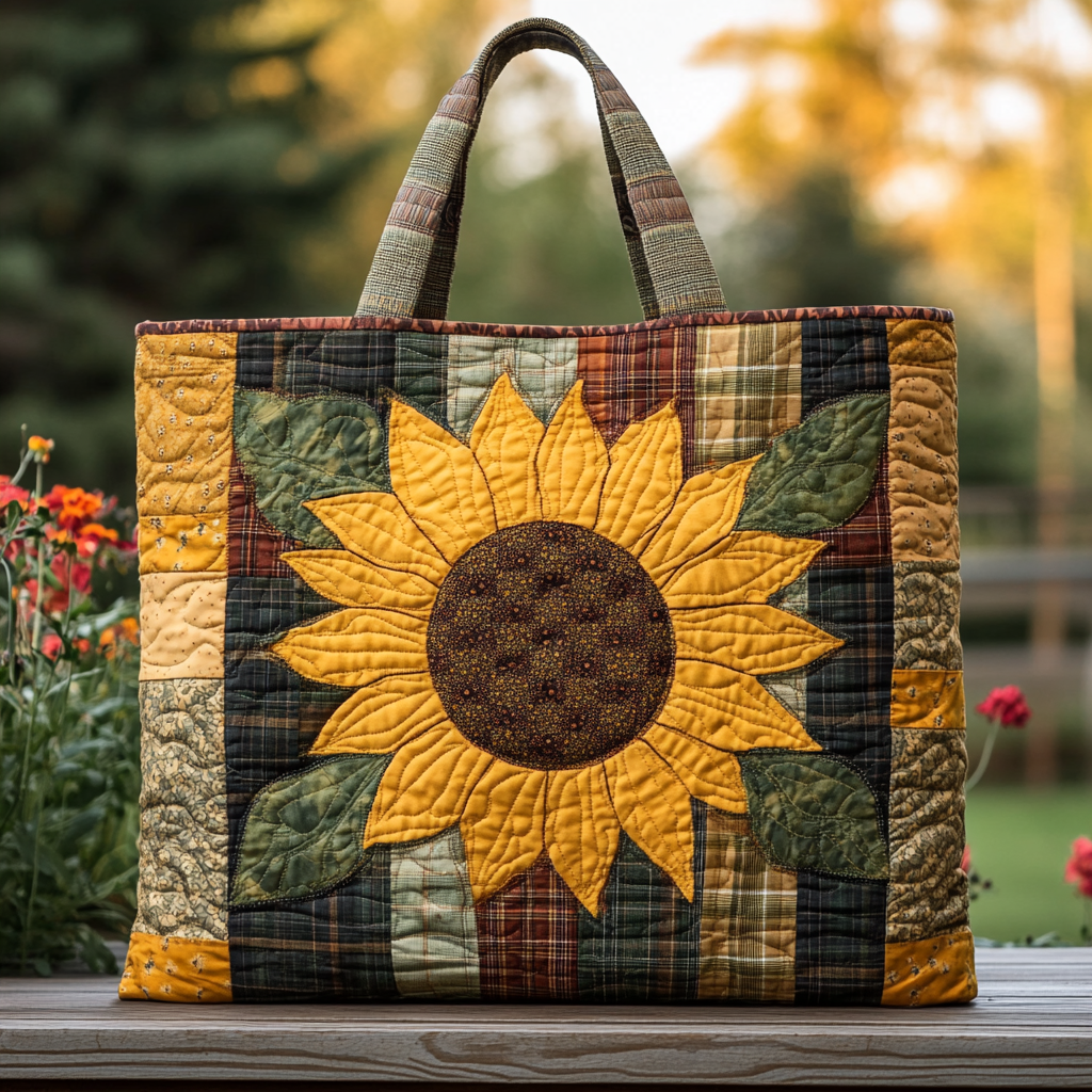 Sunflower Charm Quilted Tote Bag Butterfly Gifts For Mom