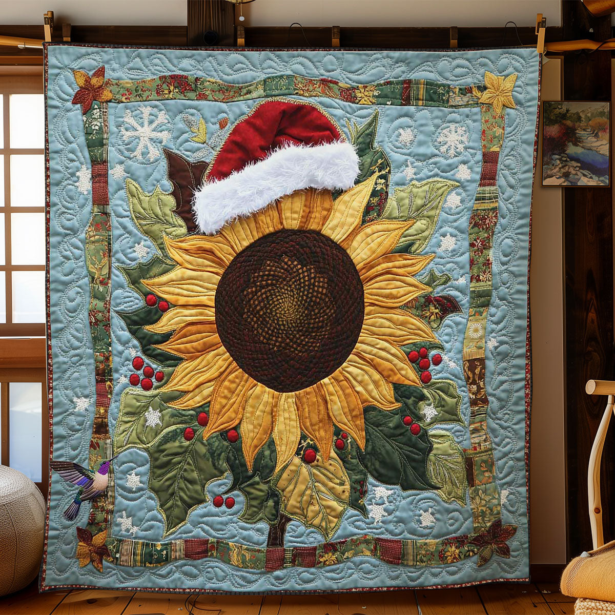 Sunflower Christmas Tale Quilt Beautiful Quilt Blanket Gift for Cozy Living