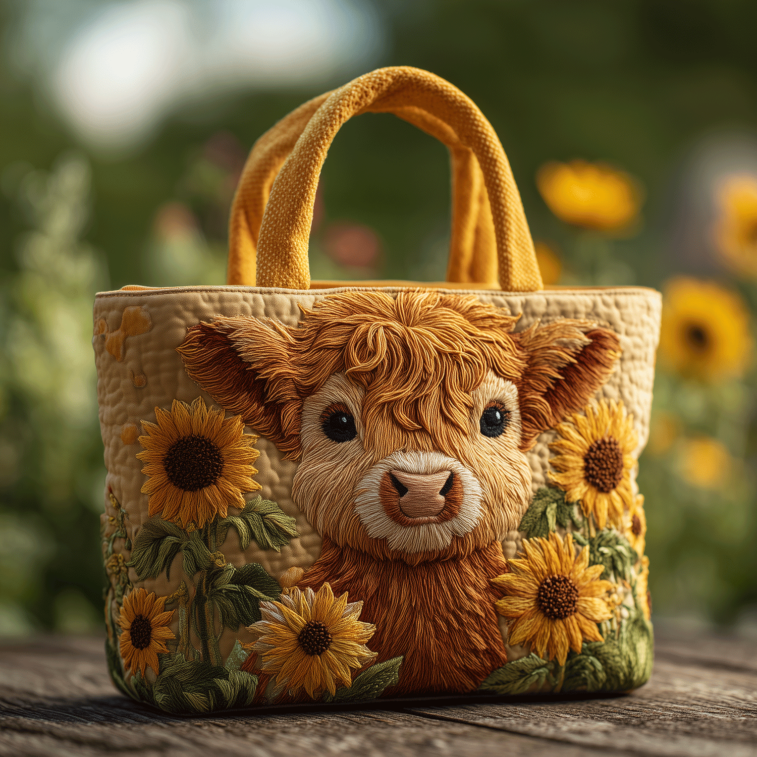 Sunflower Cow Quilted Tote Bag Cow Lover Gift Ideas