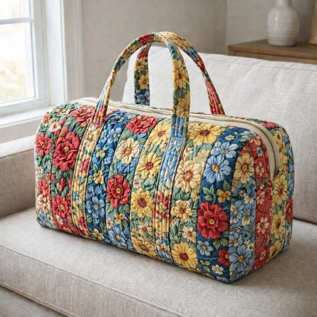 Sunflower Daisy Patchwork Quilted Duffle Bag Floral Travel Bags For Women Gift for Her