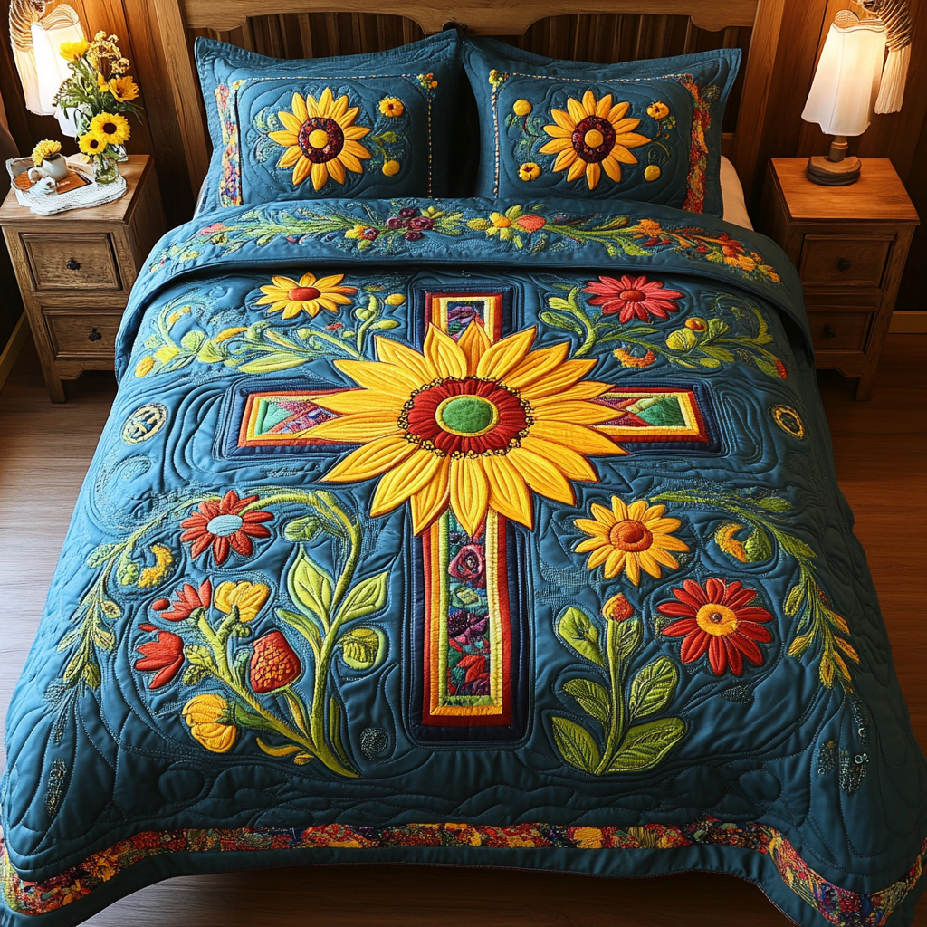 Sunflower Delight Quilted Bedding Set Bed Decorations Sunflower Gifts For Mom