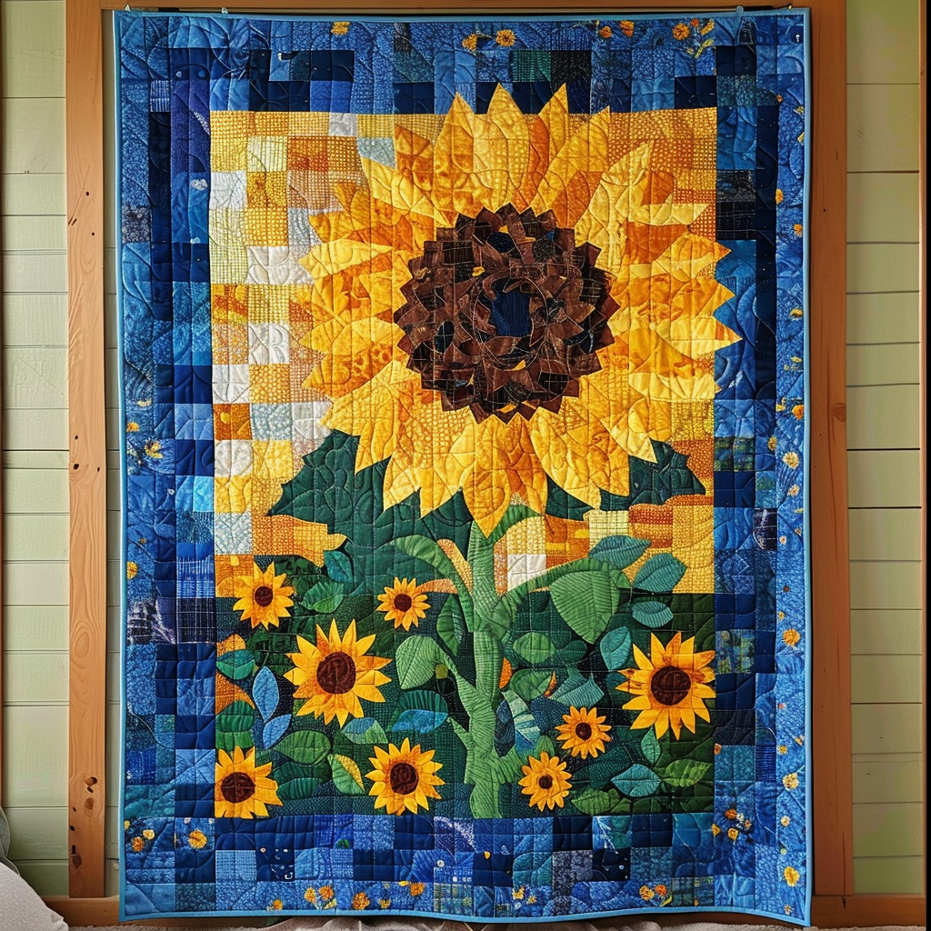 Sunflower Delight Quilted Blanket Sunflower Gift Items