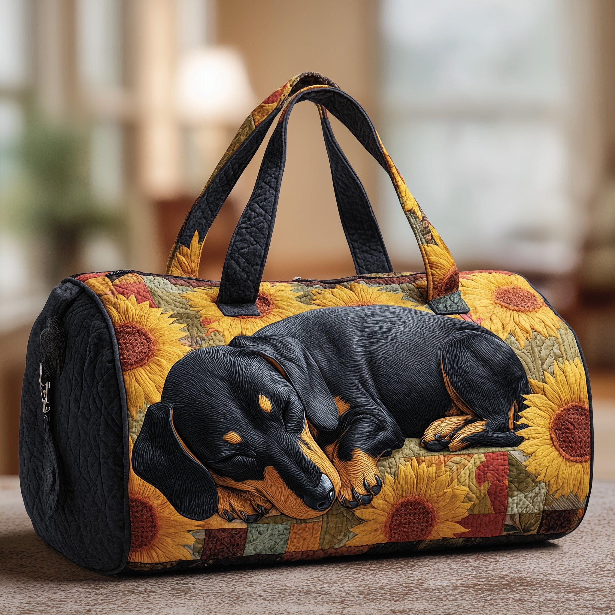 Sunflower Dream Quilted Duffle Bag For Everyday Use