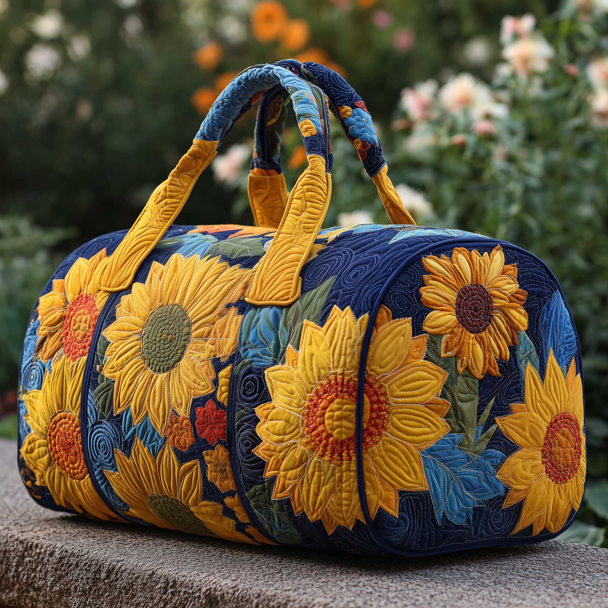 Sunflower Dream Quilted Duffle Bag Gift For Friends