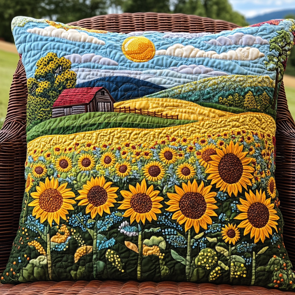 Sunflower Dream Quilted Pillow Case Best Throw Pillow Covers Sunflower Gifts For Mom