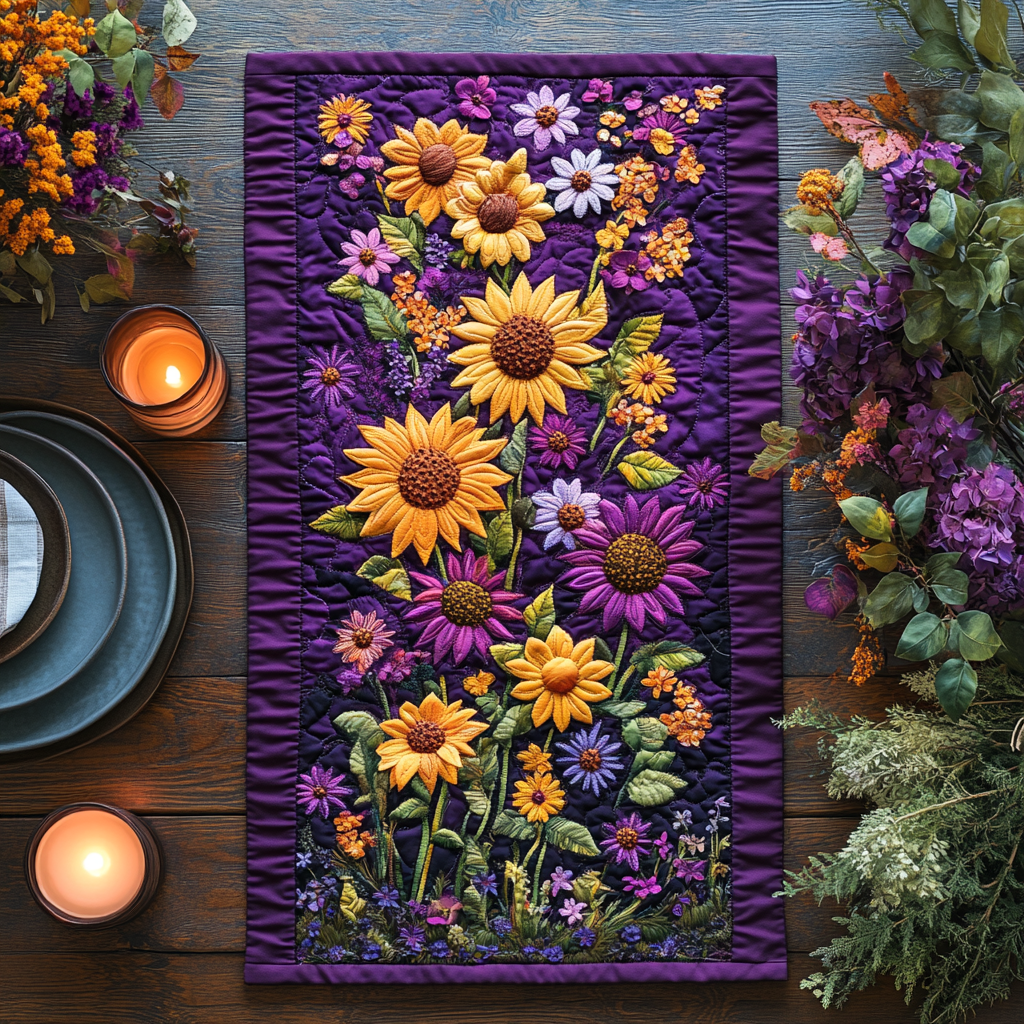 Sunflower Dream Quilted Table Runner Kitchen Decor Sunflower Gifts For Women