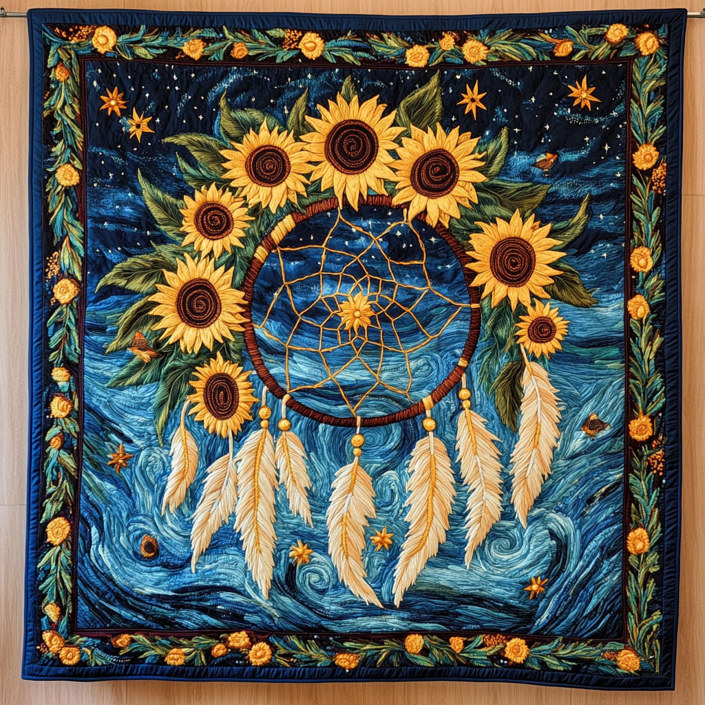 Sunflower Dreamcatcher Magic Quilted Blanket Winter Blanket Meaningful Gifts For Mom