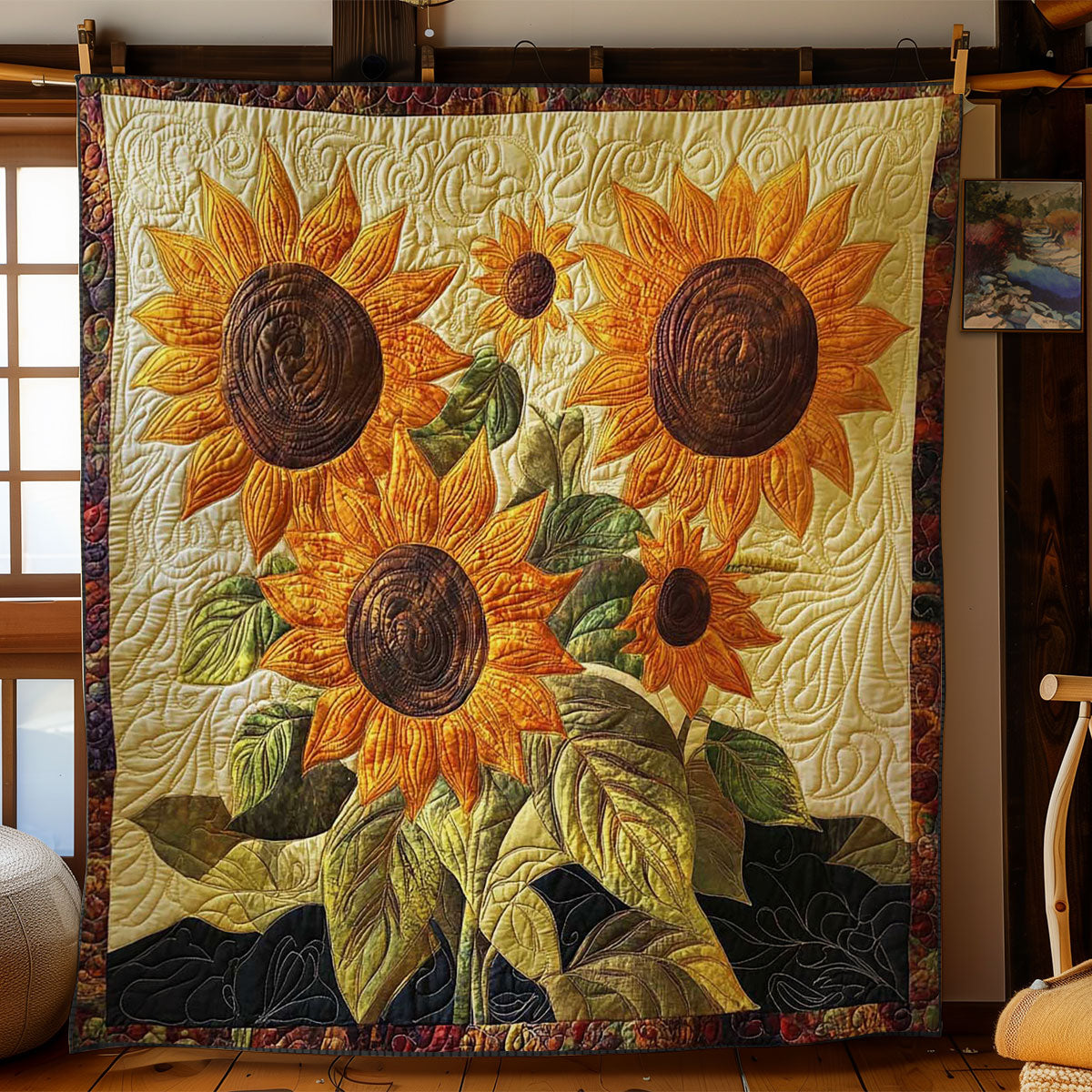 Sunflower Dreams Quilt Luxury Quilt Blanket for Elegant Home Decor
