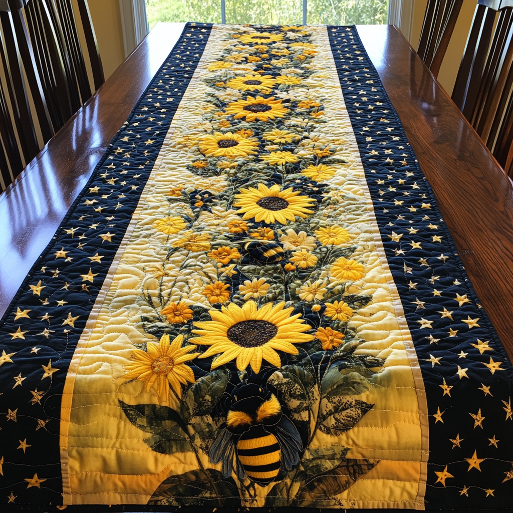 Sunflower Dreams Quilted Table Runner Kitchen Decor Christmas Floral Gifts