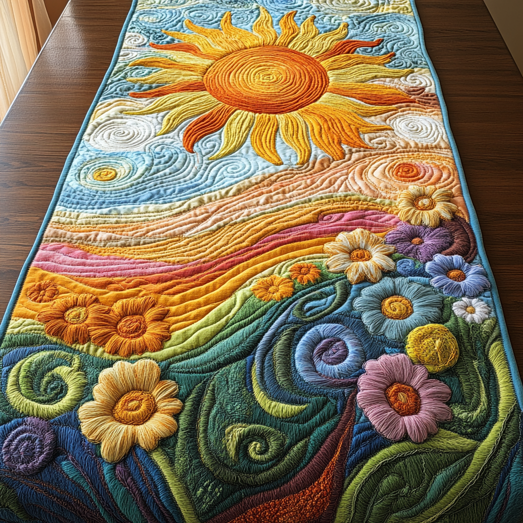 Sunflower Dreams Quilted Table Runner Kitchen Decor Sunflower Birthday Gifts