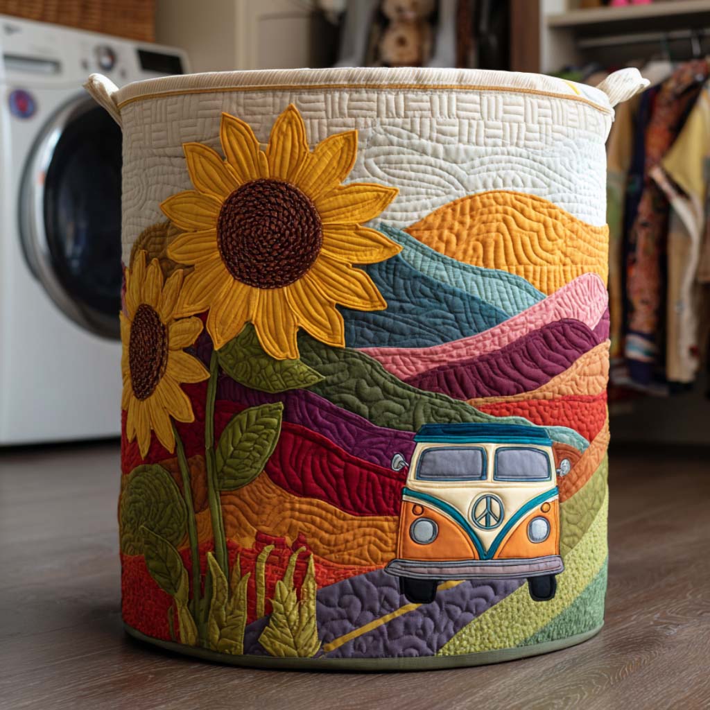Sunflower Drive Quilted Laundry Basket Holiday Favorite Gift