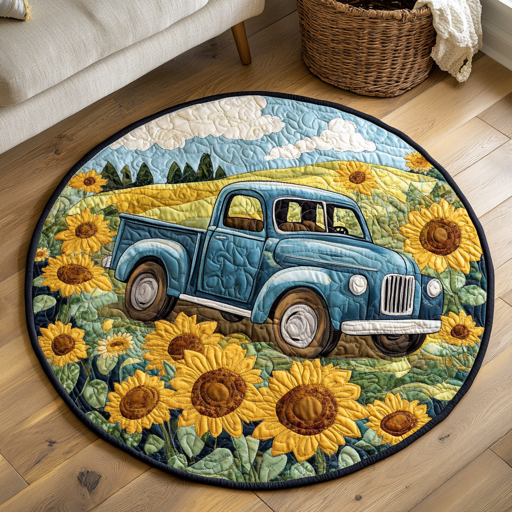 Sunflower Drive Quilted Round Mat Entrance Way Ideas Christmas Gifts For A Farmer Dad