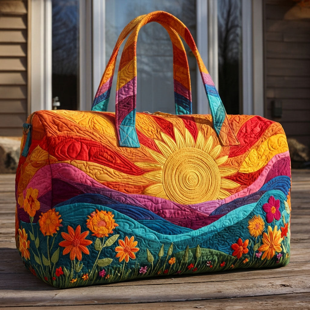 Sunflower Field Quilted Duffle Bag Floral Travel Gear Best Gift For Garden Lovers