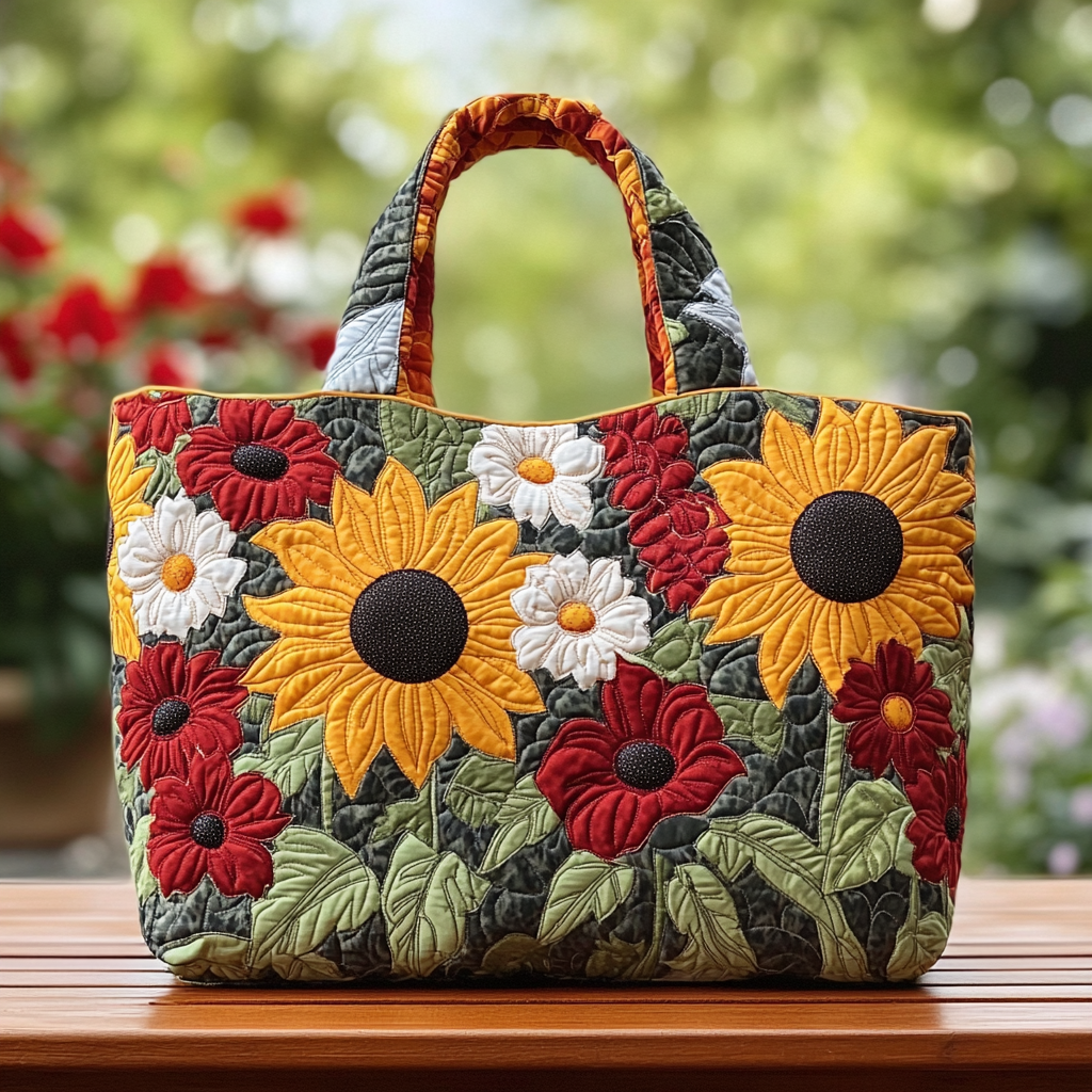 Sunflower Field Quilted Tote Bag Sunflower Gift Items