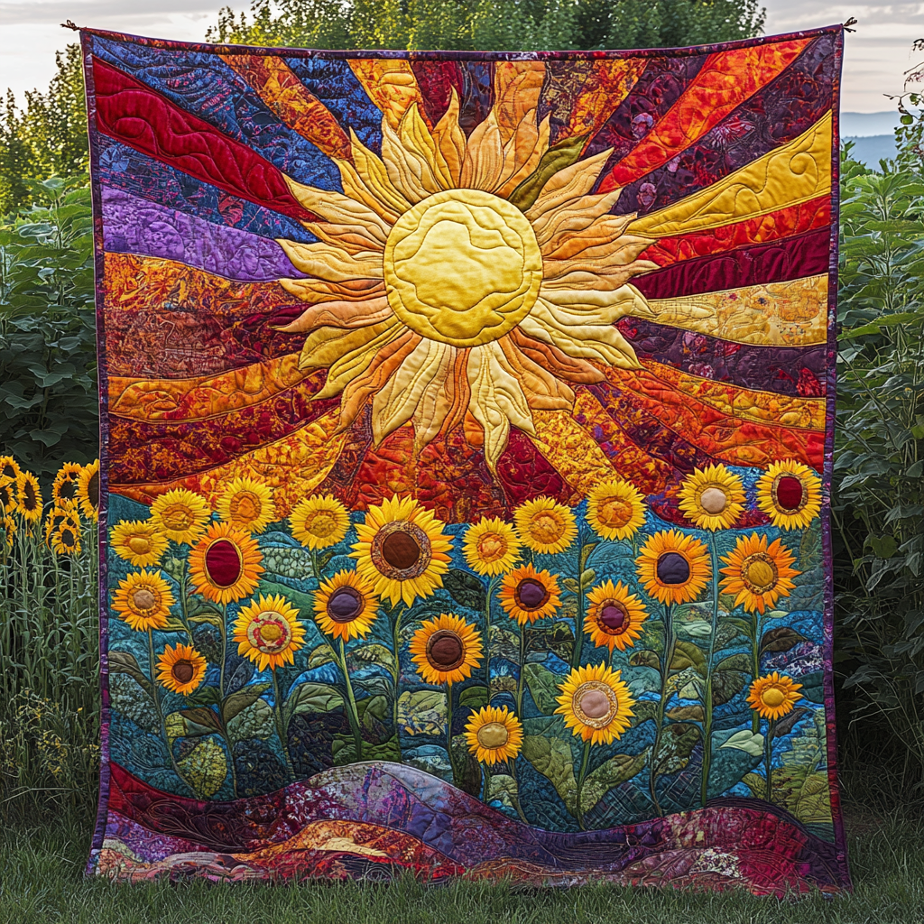 Sunflower Fields Quilted Blanket Best Couch Throw Blanket Gifts For Sunflower Lovers