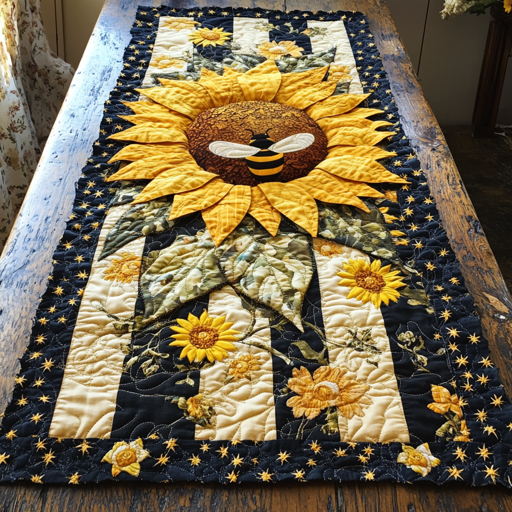 Sunflower Fields Quilted Table Runner Dinner Table Decor Ideas Sunflower Gift Items