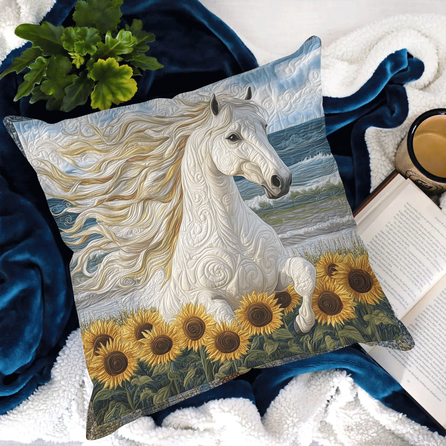 Sunflower Gallop Pillow Case Winter Pillow Cover