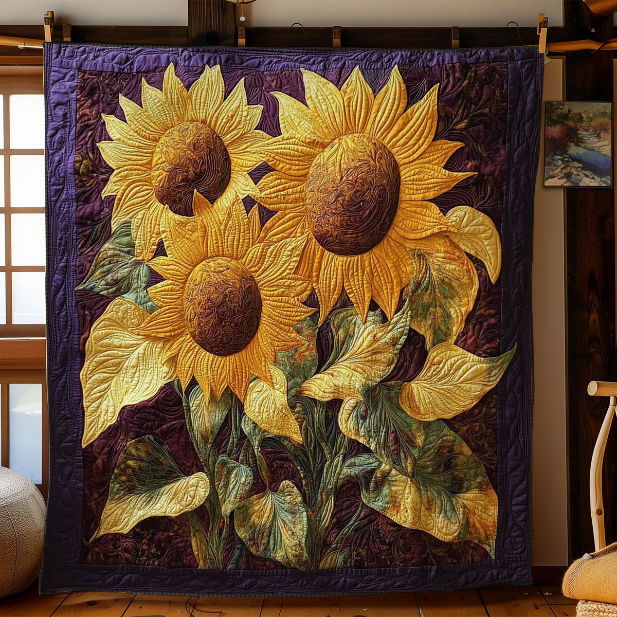 Sunflower Garden Quilt Unique Holiday Gift Idea with Quilt Blanket