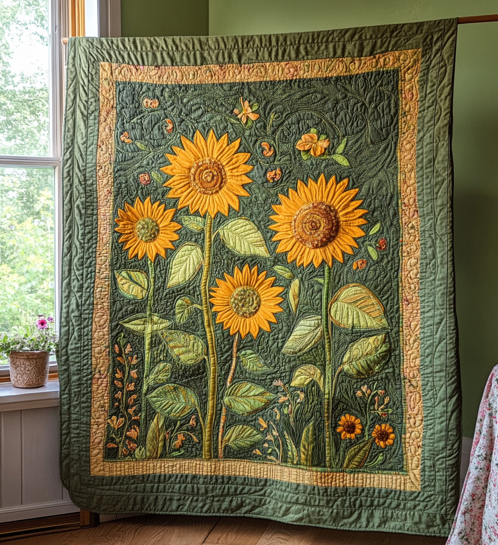 Sunflower Garden Quilted Blanket Sunflower Gifts For Her