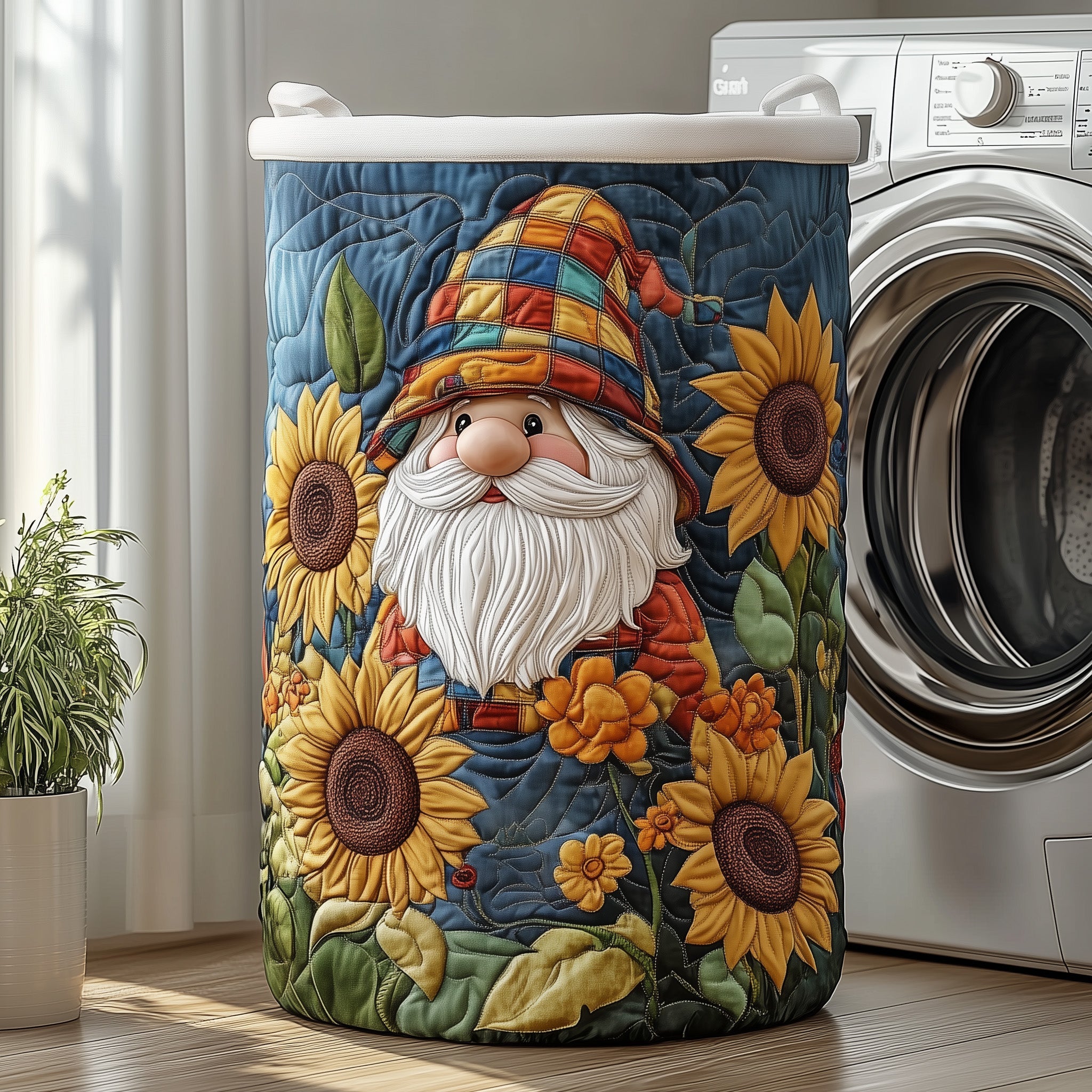 Sunflower Gnome Quilted Laundry Basket Back To School Merch