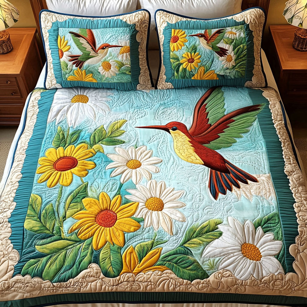 Sunflower Grace Quilted Bedding Set Soft Bed Sheet and Pillowcase Set for Relaxing Nights