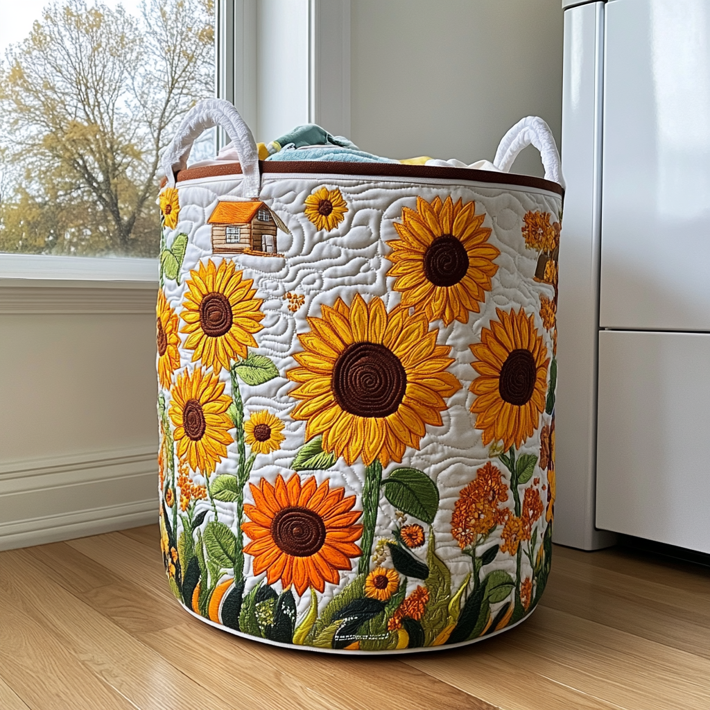Sunflower Grove Quilted Laundry Basket Must-Have Laundry Essential