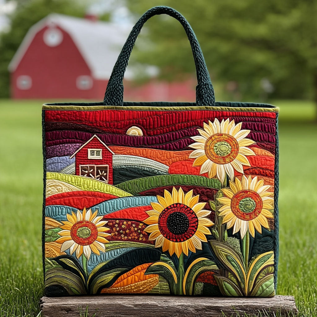 Sunflower Grove Quilted Tote Bag Sunflower Birthday Gifts