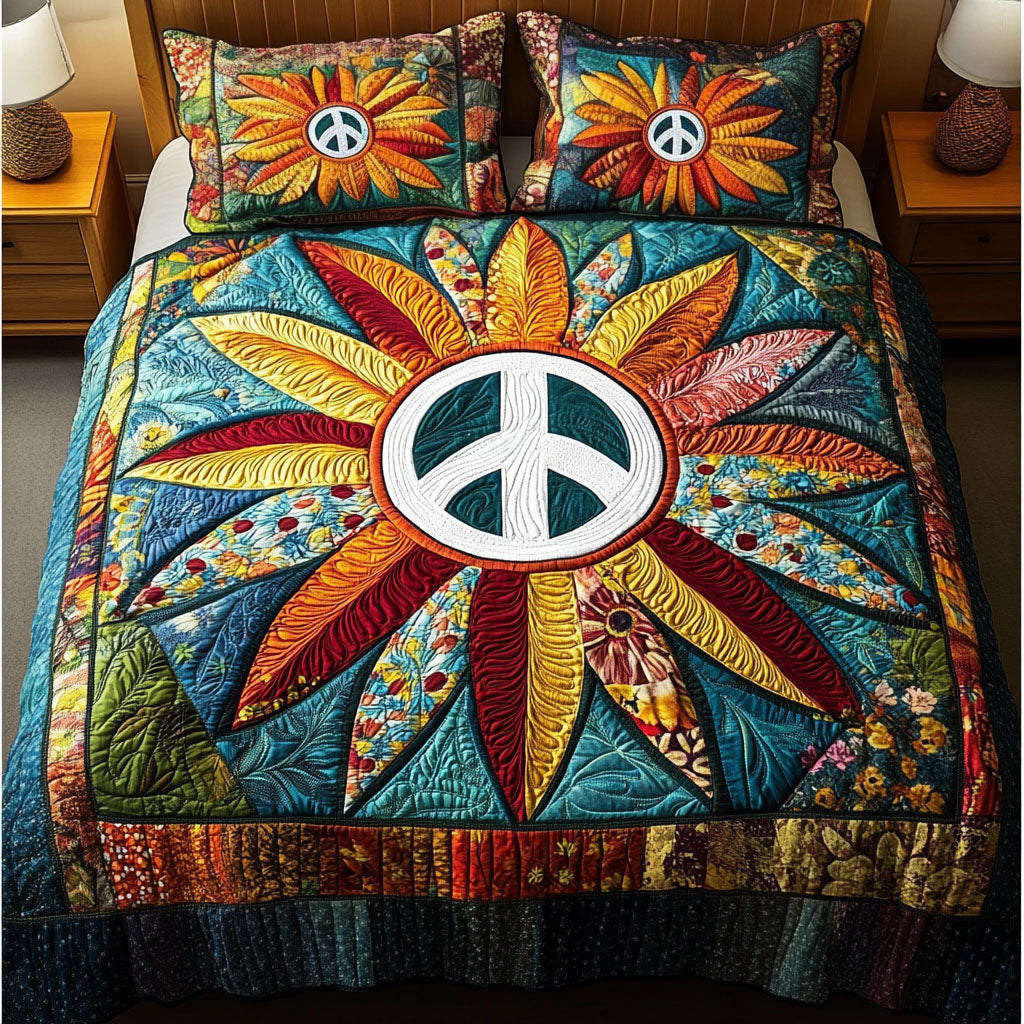 Sunflower Harmony Quilted Bedding Set Comfy Bedding Set That Adds Style and Warmth