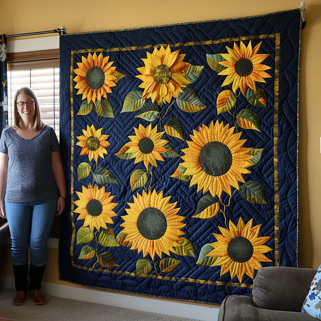 Sunflower Harmony Quilted Blanket Best Gifts For Flower Lovers