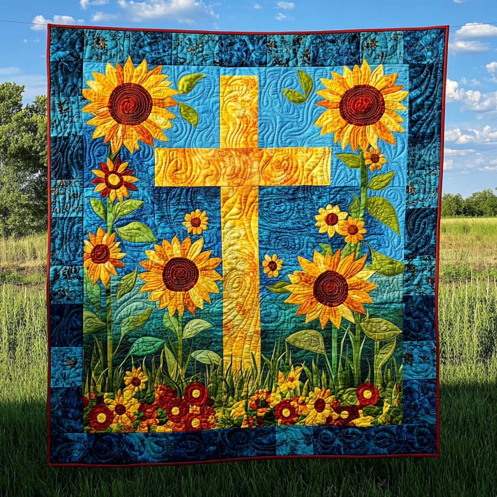 Sunflower Harmony Quilted Blanket Christian Christmas Gifts