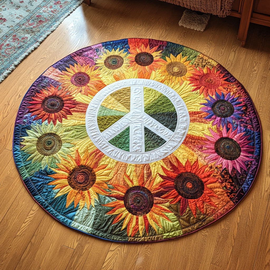 Sunflower Harmony Quilted Round Mat Entryway Ideas Presents For Flower Lovers