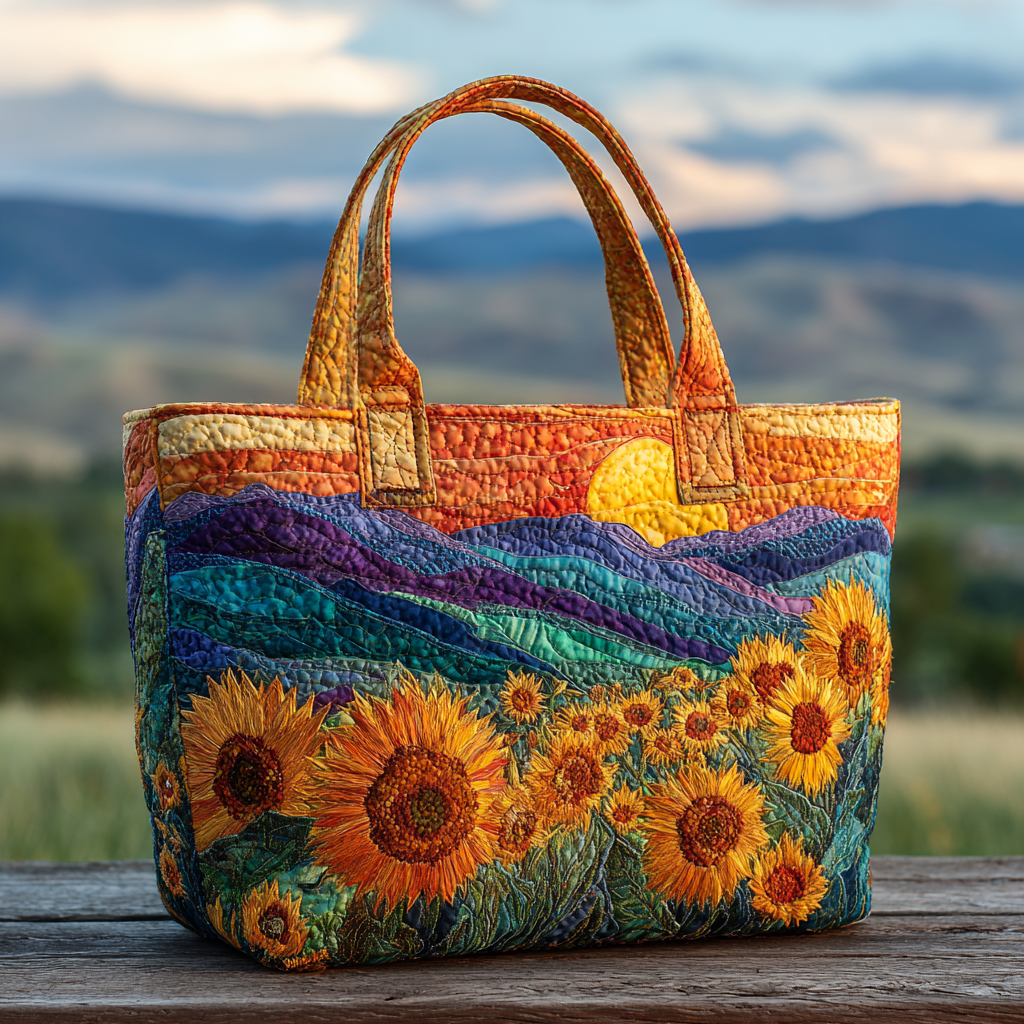 Sunflower Hills Quilted Tote Bag Sunflower Presents
