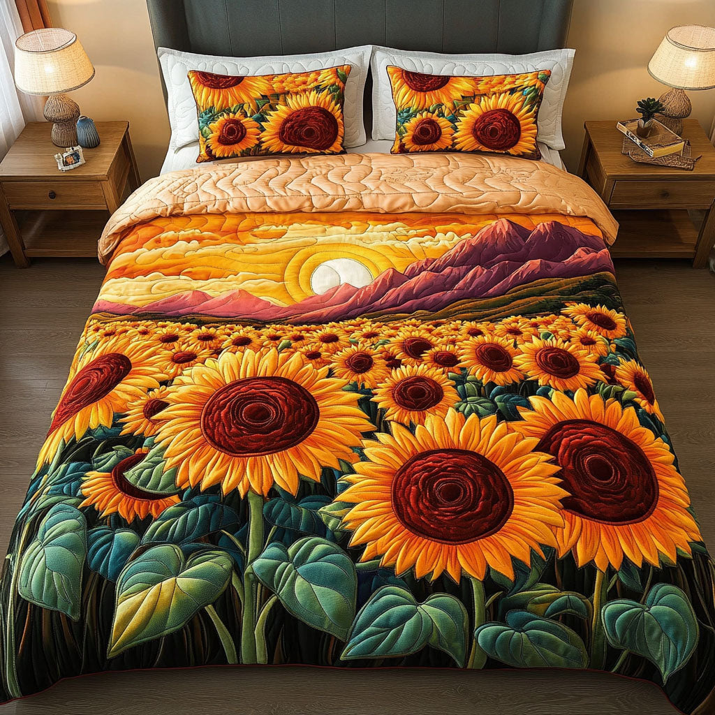 Sunflower Horizon Quilted Bedding Set Bedroom Decorations Sunflower Items For Gifts