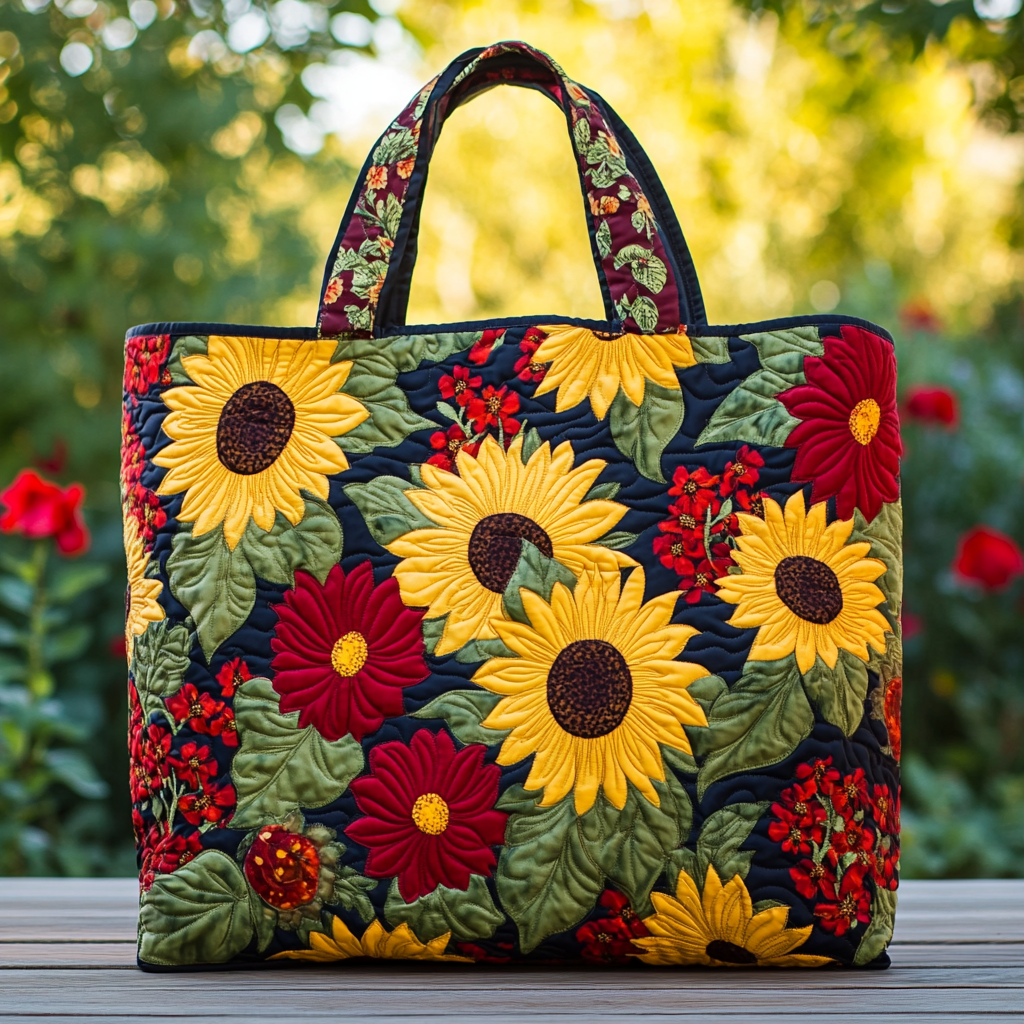 Sunflower Joy Quilted Tote Bag Sunflower Birthday Gifts