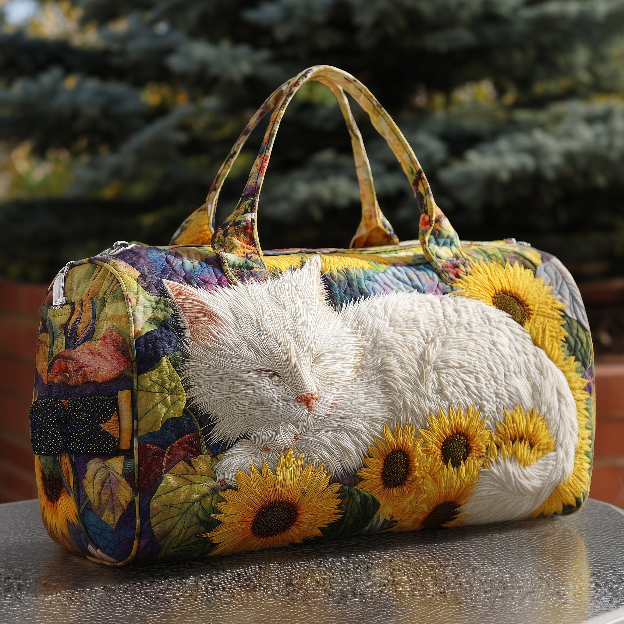 Sunflower Nap Quilted Duffle Bag For Outdoor Activities