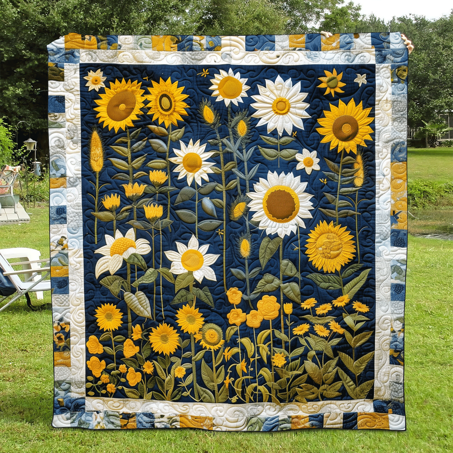 Sunflower Night Quilted Blanket Gifts For Sunflower Lovers