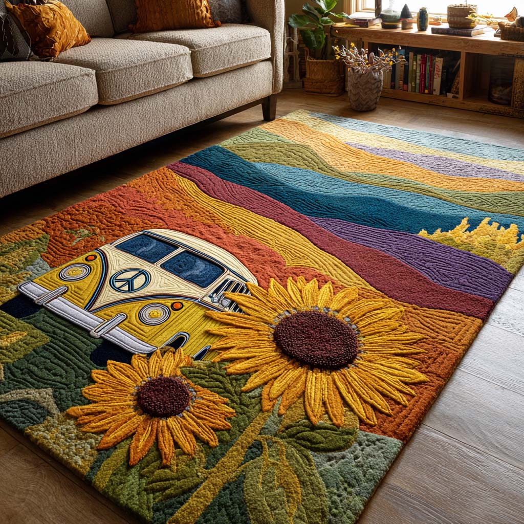 Sunflower Path Area Rug Outdoor Entryway Decor Best Gifts For Hippie Friends