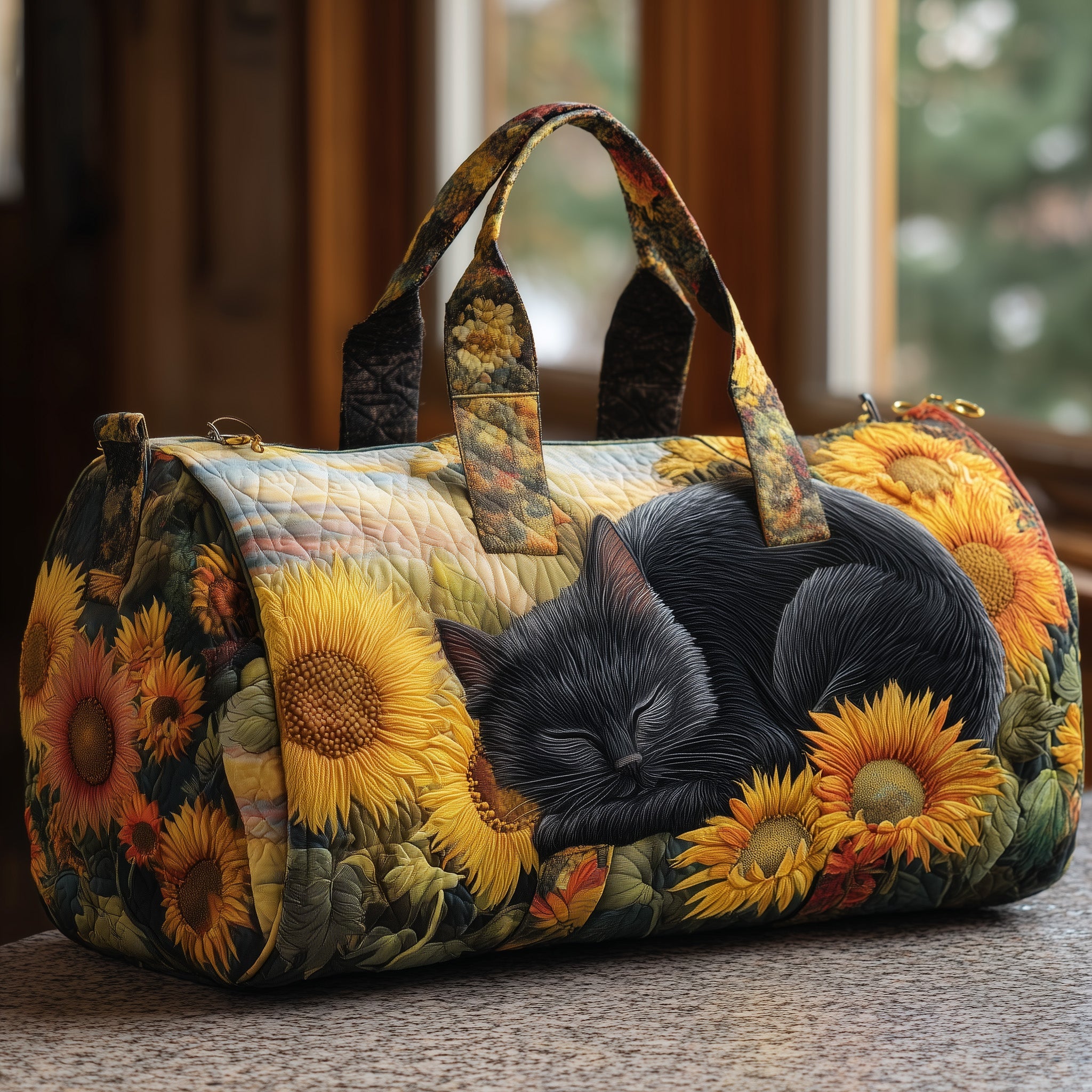 Sunflower Paw Quilted Duffle Bag Durable And Lightweight