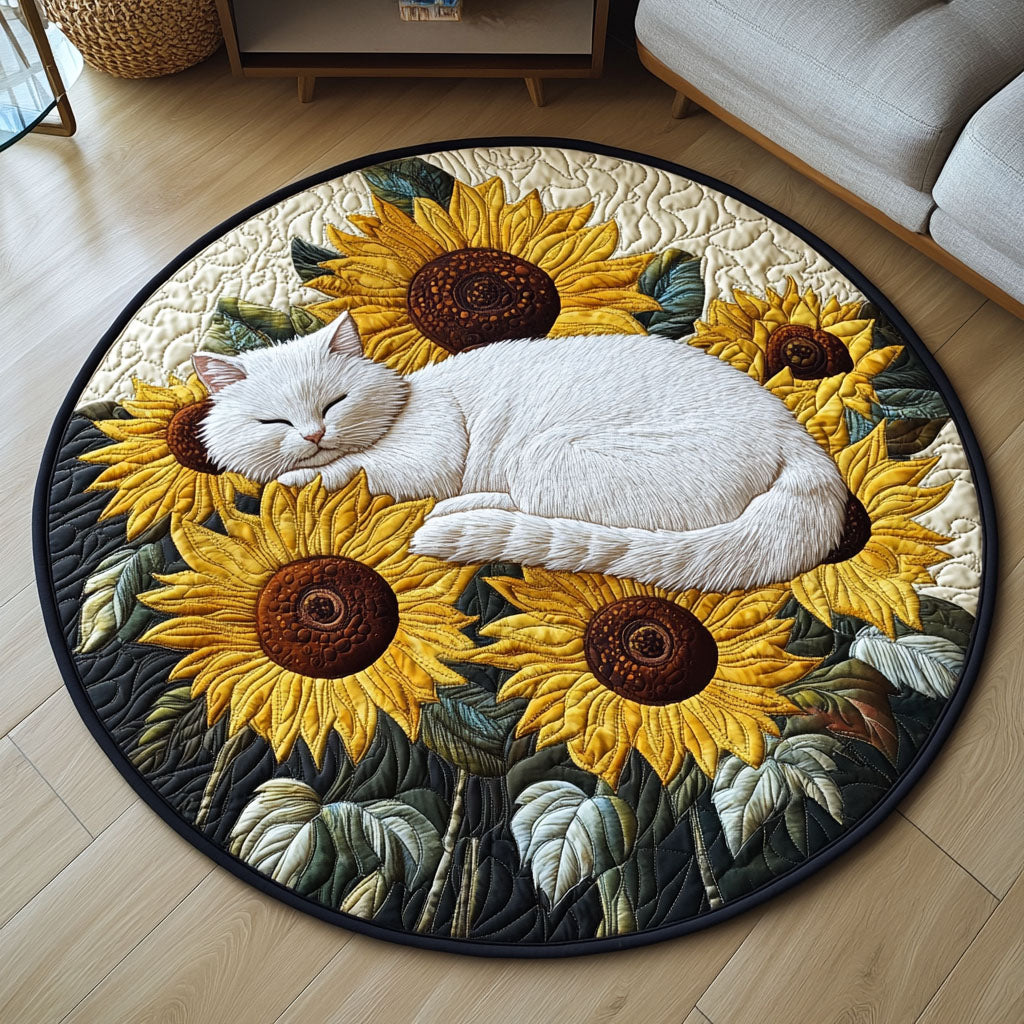 Sunflower Paws Quilted Round Mat Front Door Decor Sunflower Throw Blanket