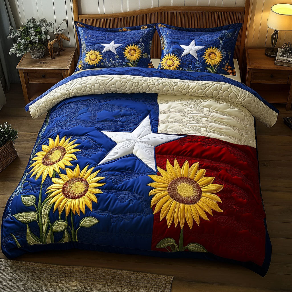 Sunflower Pride Quilted Bedding Set Best Comforter Sets Gifts For Sunflower Lovers