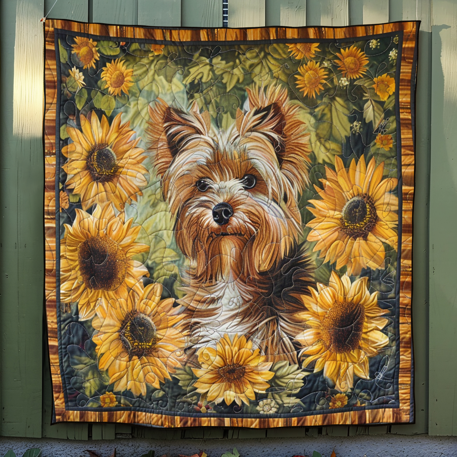 Sunflower Pup Quilted Blanket Christmas Gifts For Friends