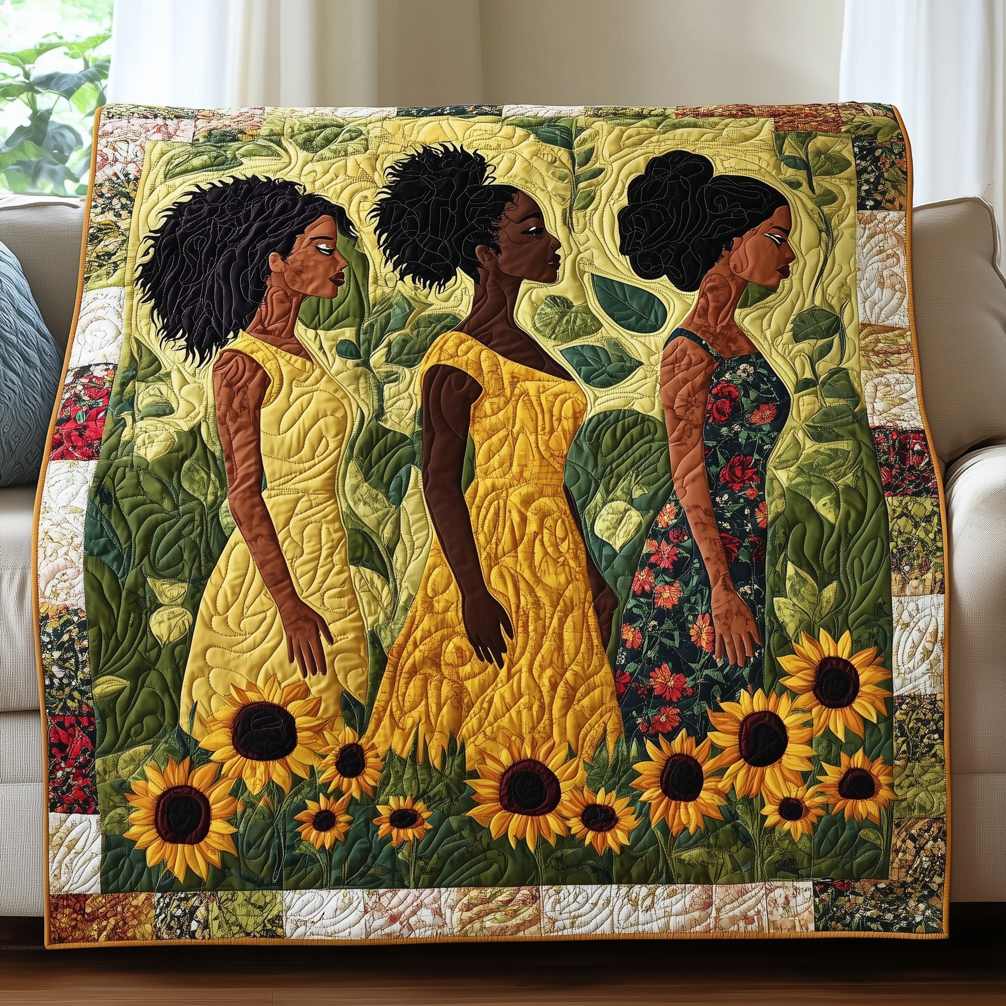 Sunflower Queens Quilted Blanket Christmas Quilted Throw Blanket