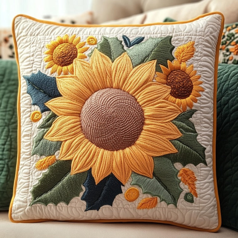 Sunflower Quilt Pillow Case Durable and Washable Pillow Case for Home Use