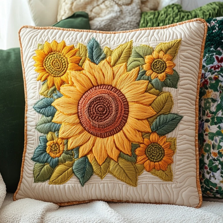 Sunflower Quilt Pillow Case Printed Pillow Cover for Aesthetic Bedroom Vibes