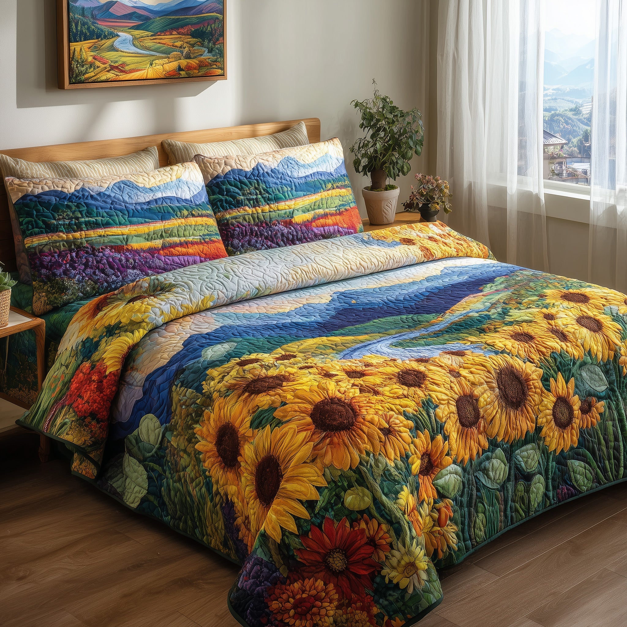 Sunflower Quilted Bedding Set Classic Style(1)