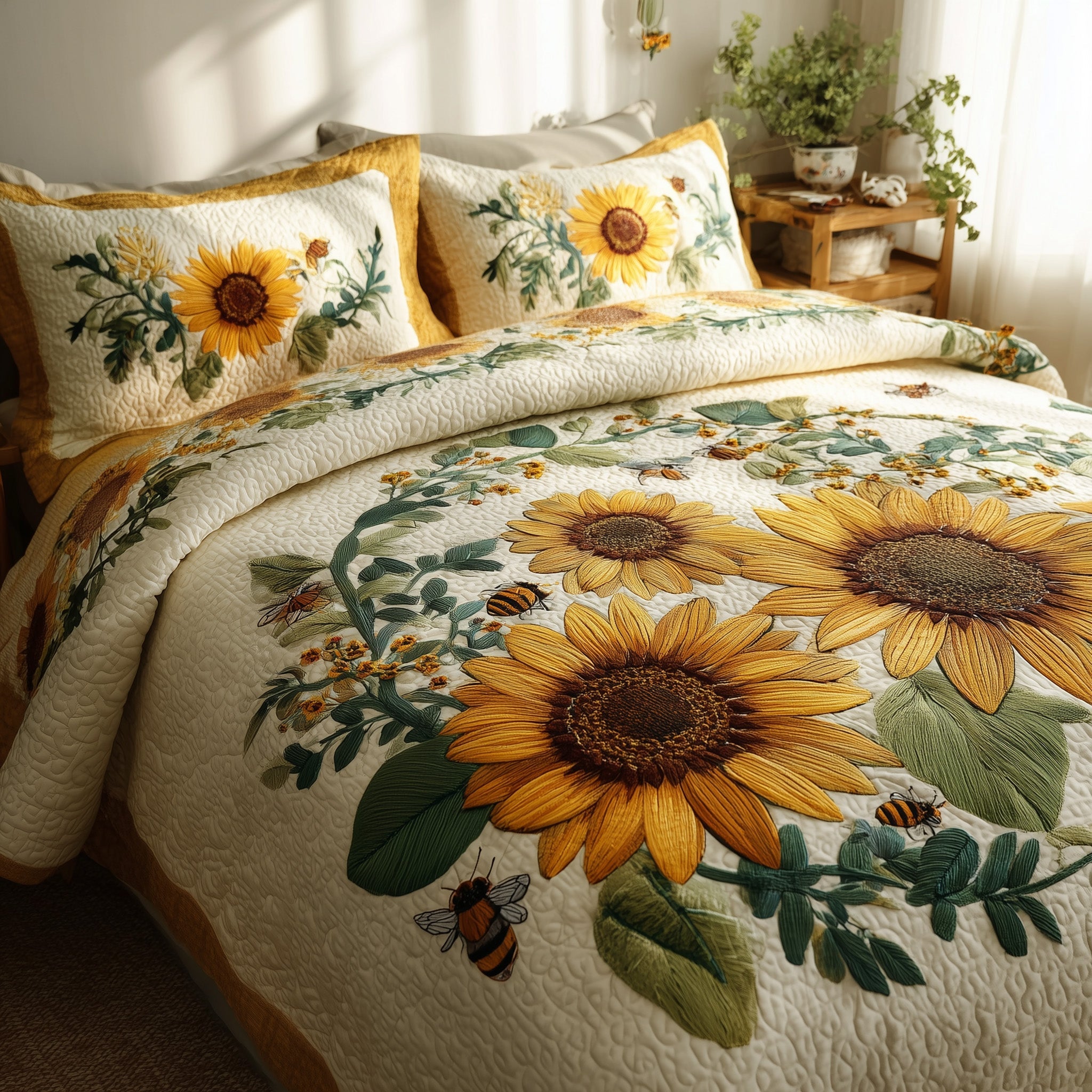 Sunflower Quilted Bedding Set Durable & Long-lasting(1)