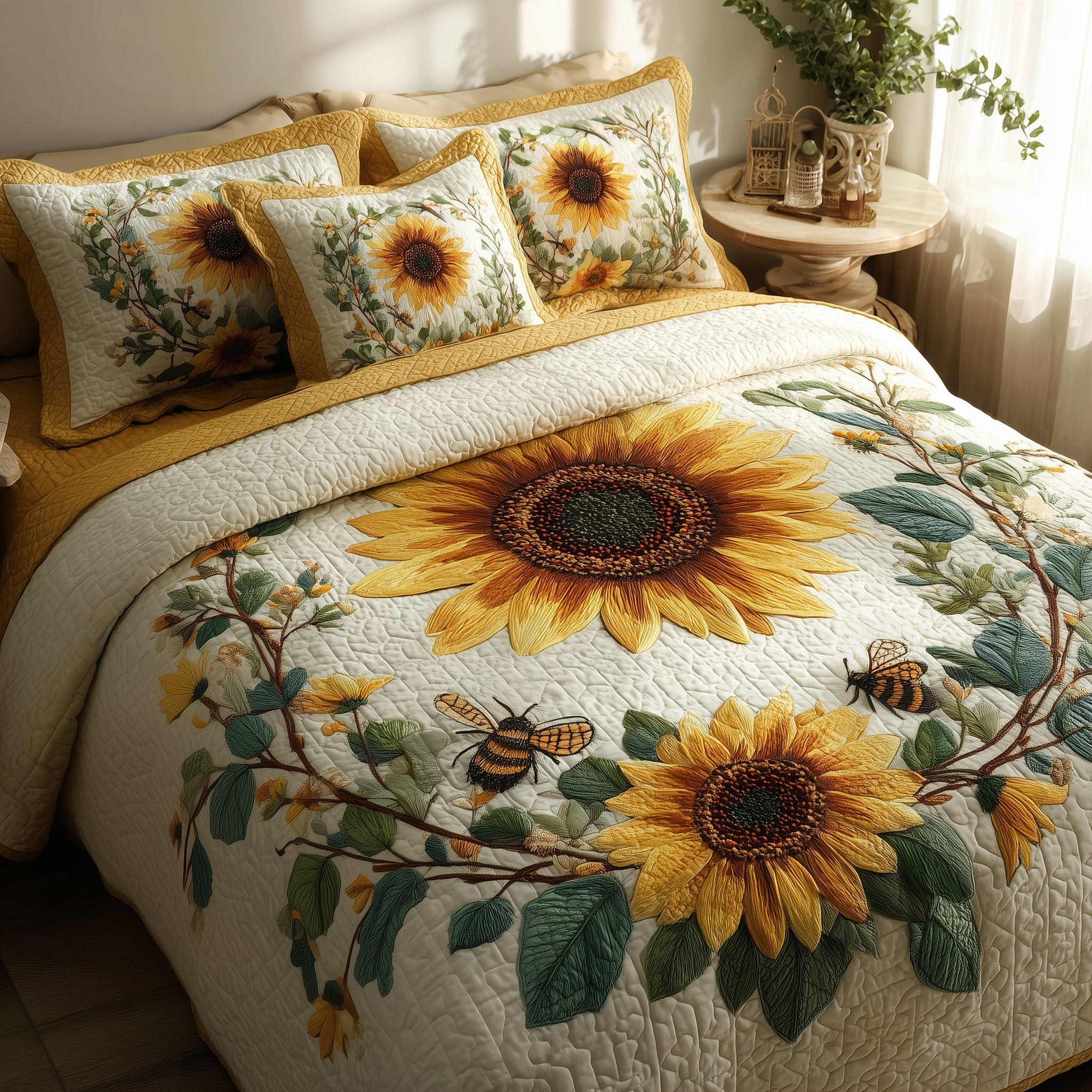 Sunflower Quilted Bedding Set Duvet Cover Bedspread Best Christmas Presents 2025